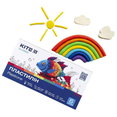 Пластилін Kite Classic K-081, 6 кольорів, 120 г