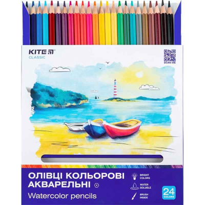 Олівці кольорові акварельні Kite Classic K-1050, 24 шт.