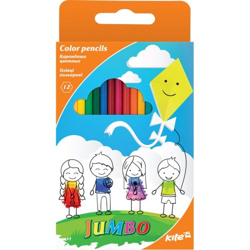 Олівці кольорові тригранні Jumbo Kite, 12 кольорів K17-048