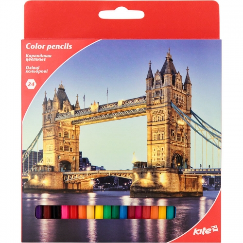 Карандаши цветные Kite "Города", 24 цвета