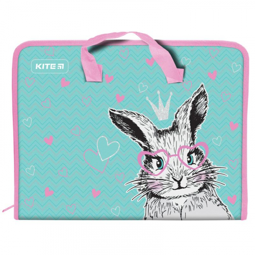 Папка-портфель пластиковая Kite Cute Bunny k21-202-01, А4 на молнии