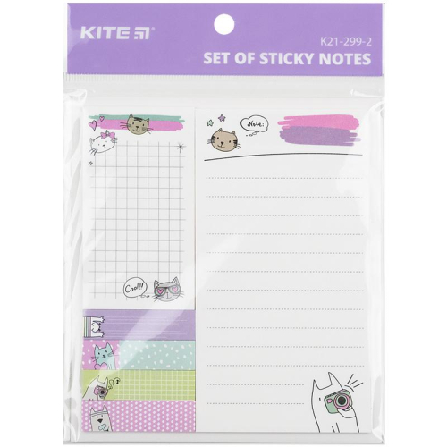Блок бумаги с липким слоем Kite Cats K21-299-2, набор