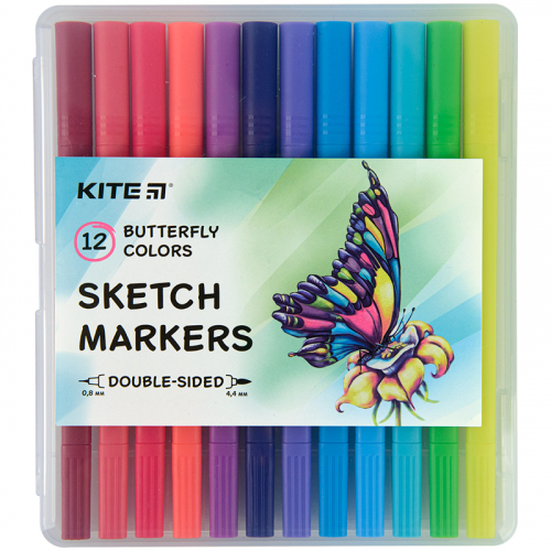 Скетч маркеры Kite Butterfly K22-044-2, 12 цветов