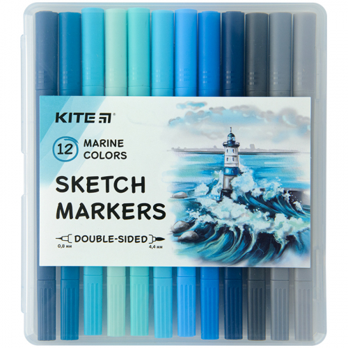 Скетч маркеры Kite Marine K22-044-3, 12 цветов