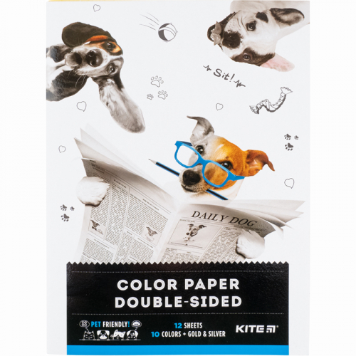 Бумага цветная двусторонняя Kite Dogs K22-287, А4