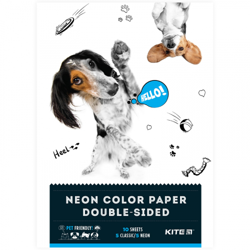 Бумага цветная двусторонняя Kite Dogs K22-288, А4