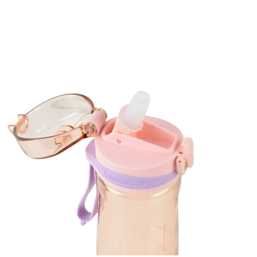 Бутылочка для воды с трубочкой Kite K22-419-01, 600 мл, розовая