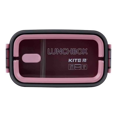 Ланчбокс подвійний з наповненням Kite K23-183-3, 1400 мл, рожевий