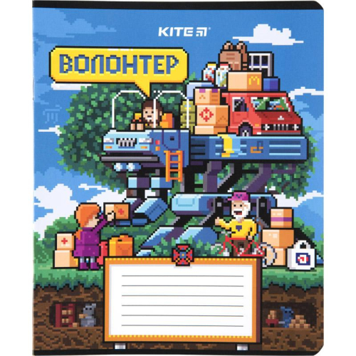 Тетрадь школьная Kite Пиксель K23-232-1, 12 листов, клетка