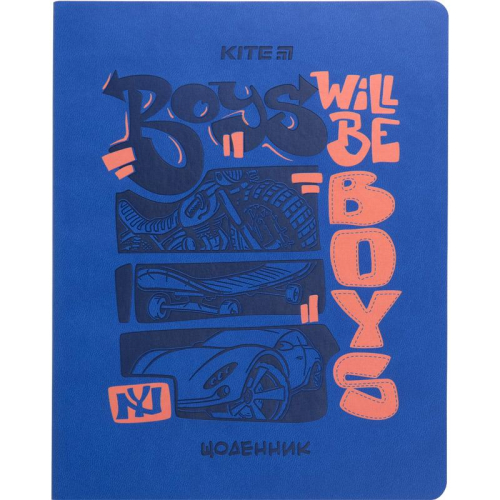 Щоденник шкільний Kite Boys will be boys K23-283-1, м'яка обкладинка, PU