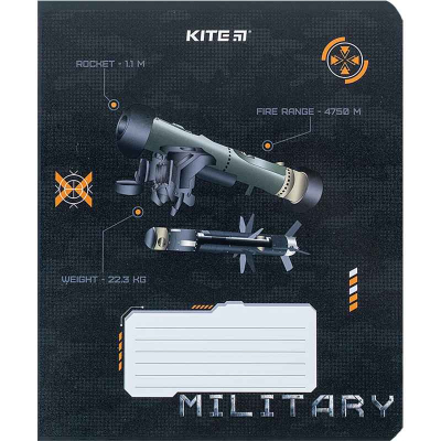 Зошит шкільний Kite Мілітарі K24-232-3, 12 аркушів, клітинка