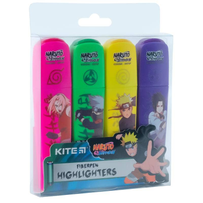 Маркер Highlighter Kite Naruto NR24-444, набір з 4-х кольорів