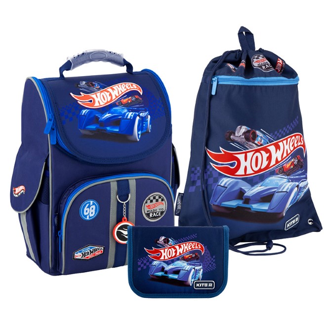 Шкільний Набір рюкзак + пенал + сумка для взуття Kite Education Hot Wheels SET_HW20-501S-2