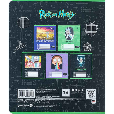 Зошит шкільний Kite Rick and Morty RM24-236, 18 аркушів, клітинка