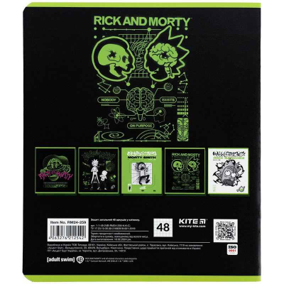 Зошит шкільний Kite Rick and Morty RM24-259, 48 аркушів, клітинка
