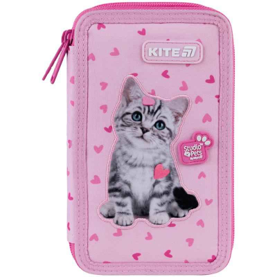 Практичний пенал Kite Studio Pets SP25-623 з кішкою, ідеальний для організації шкільних речей.