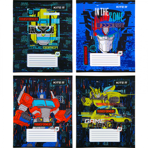 Тетрадь школьная Kite Transformers TF22-235, 12 листов, в косую линию