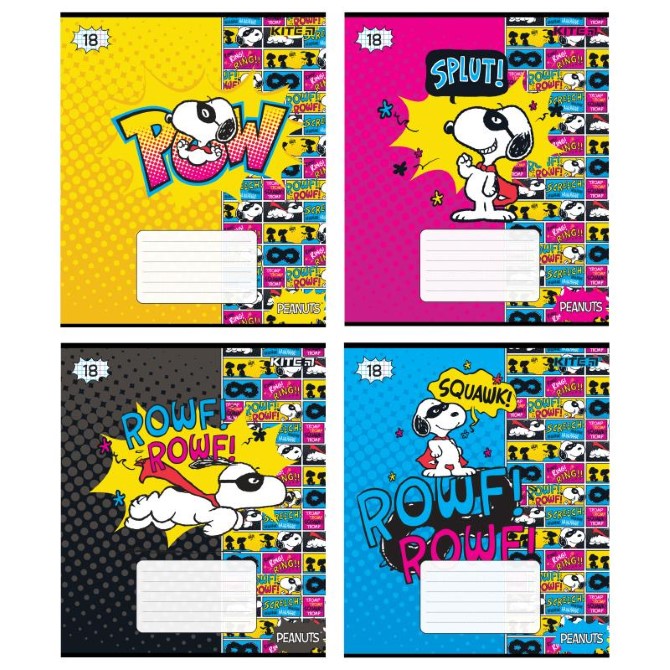 Тетрадь школьная Kite Snoopy SN21-236, 18 листов, клетка