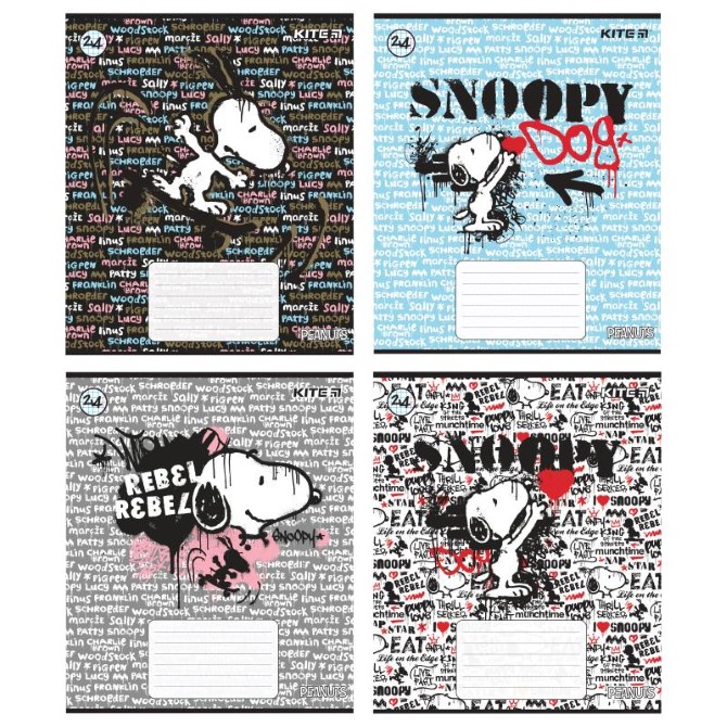 Тетрадь школьная Kite Snoopy SN21-238, 24 листа, клетка