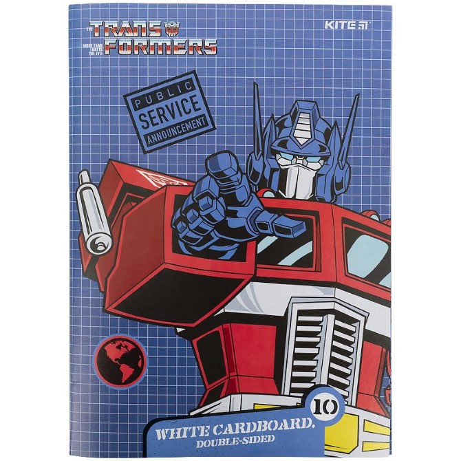 Картон білий Kite Transformers TF21-254, А4, 10 аркушів, папка
