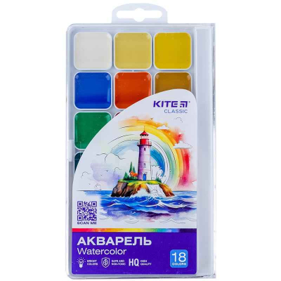 Краски акварельные Kite Classic K-066, 18 цветов