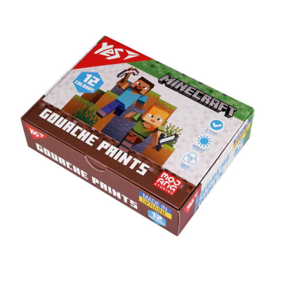 Фарби гуашеві Yes Minecraft 230407, 12 кольорів