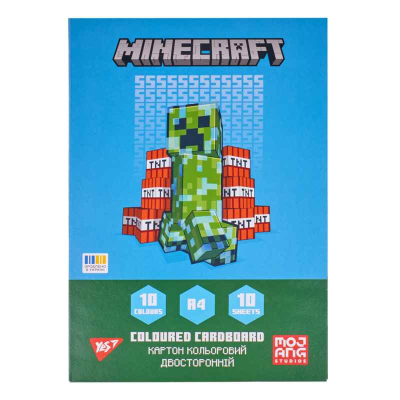 Картон кольоровий двосторонній Yes Minecraft 955456, 10 аркушів А4