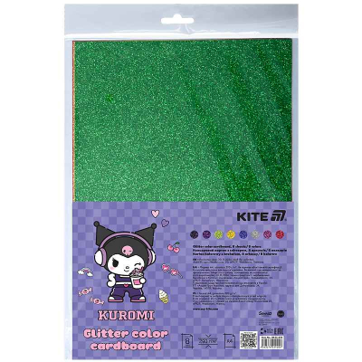 Картон цветной с глиттером Kite Kuromi HK24-422, А4