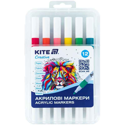 Маркеры акриловые Kite Creative K-1156, набор 12 шт.