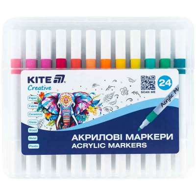 Маркеры акриловые Kite Creative K-1157, набор 24 шт.