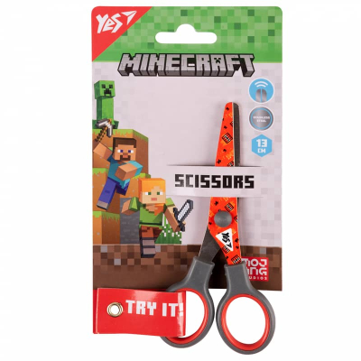 Ножиці Yes Minecraft 13см з принтом на лезі червоні 480424, 13см
