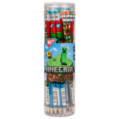 Карандаш чернографитный Yes Minecraft 280634, круглый с резинкой