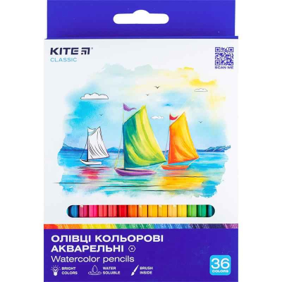 Карандаши цветные акварельные Kite Classic K-1052, 36 шт.