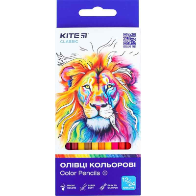 Карандаши цветные двусторонние Kite Classic K-054, 12 шт.