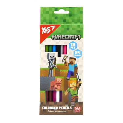 Карандаши цветные двусторонние Yes Minecraft 290763, 12/24 цв.