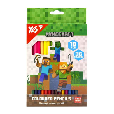 Карандаши цветные двусторонние Yes Minecraft 290768, 18/36 цв.