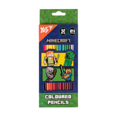 Карандаши цветные двусторонние Yes Minecraft Heroes 290744, 12/24 цв.
