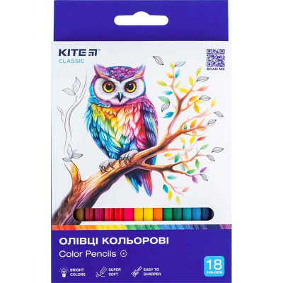 Карандаши цветные Kite Classic K-052, 18 шт.