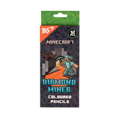 Карандаши цветные Yes Minecraft Diamond Miner 290720, 12 цветов