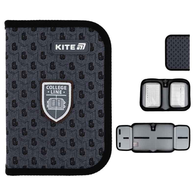 Пенал шкільний Kite College Line Boy K25-622-2 без наповнення 1 відділення, 2 відворота