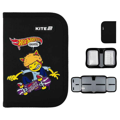 Пенал шкільний Kite Hot Wheels HW25-622-2 без наповнення,1 відділення, 2 відворота