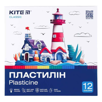 Пластилин Kite Classic K-1086, 12 цветов, 240 г