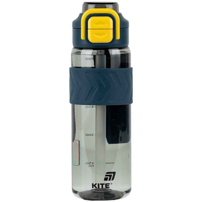 Пляшечка для води з трубочкою Kite K25-1234-1, 800 мл сіро-жовта
