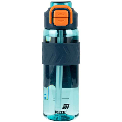 Бутылочка для воды с трубочкой Kite K25-1234-3, 800 мл голубо-оранжевая
