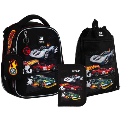 Шкільний набір Kite Hot Wheels SET_HW25-555S (рюкзак, пенал, сумка)