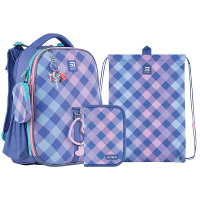 Шкільний набір Kite Purple Chequer SET_K24-531M-2 (рюкзак, пенал, сумка)