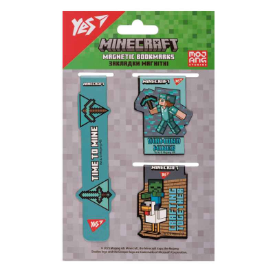 Закладки магнітні Yes Minecraft 708346, 3 шт