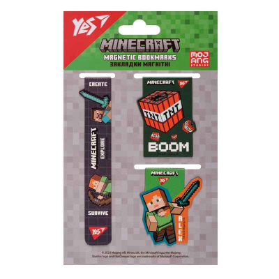 Закладки магнітні Yes Minecraft.Boom 708345, 3 шт