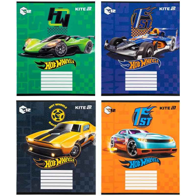 Зошит шкільний Kite Hot Wheels HW25-235, 12 аркушів, коса лінія